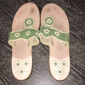 Jack Rogers green and white sandals